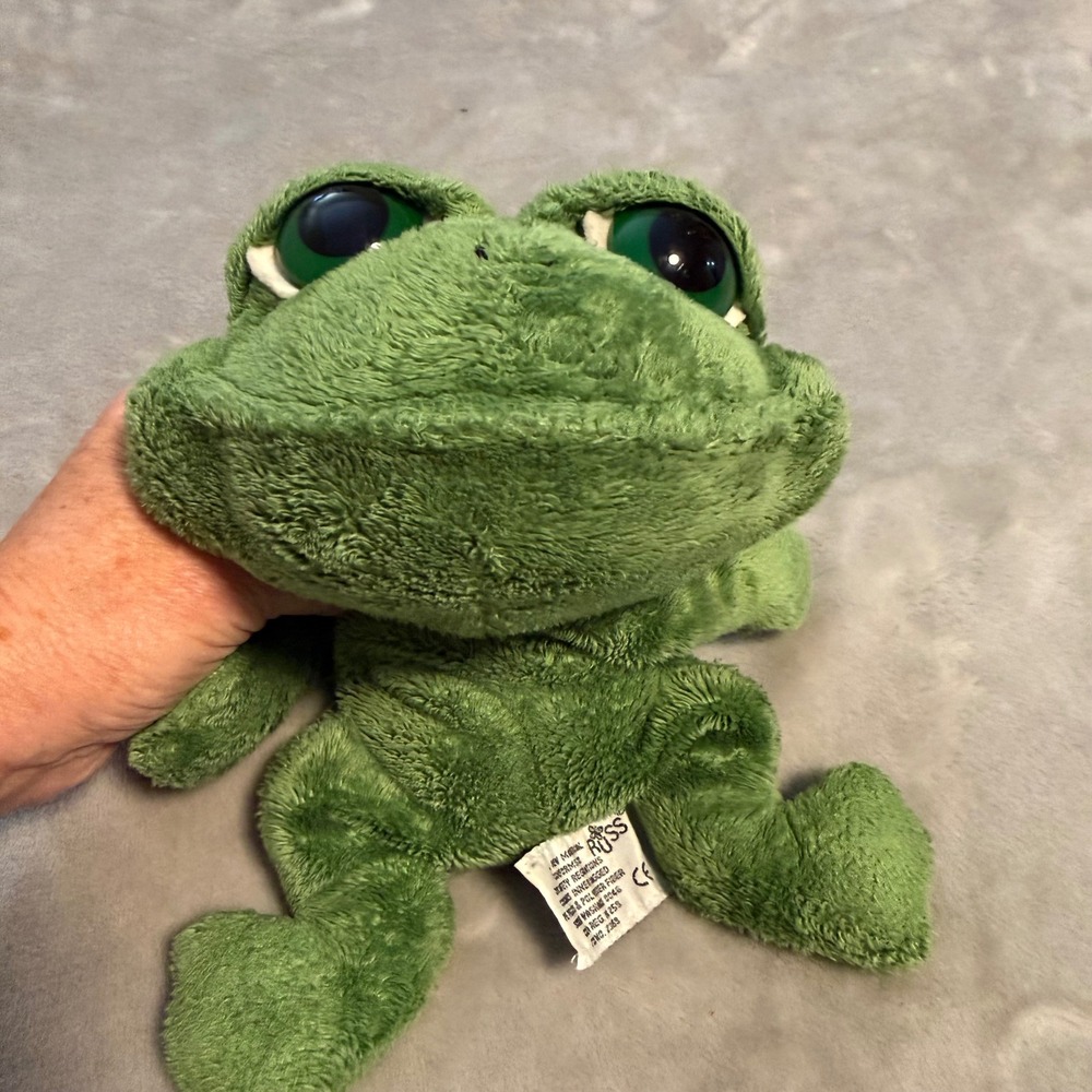 Russ Dermot Frog‎ Plush Green Stuffed Animal Vintage 10"